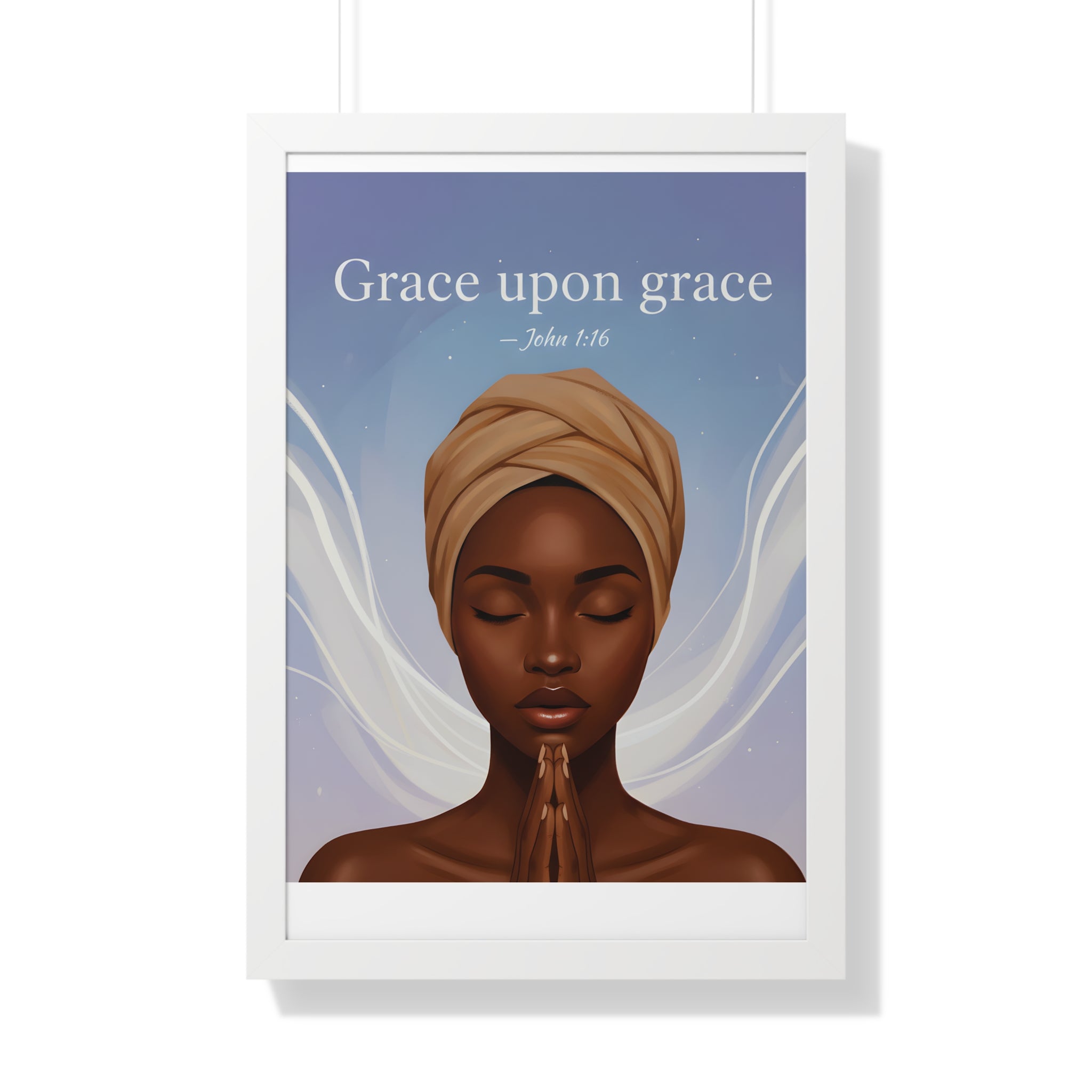 Inspirational Framed Poster, Grace upon Grace Art, Spiritual Wall Decor, Afrocentric Home Decoration, Motivational Gift