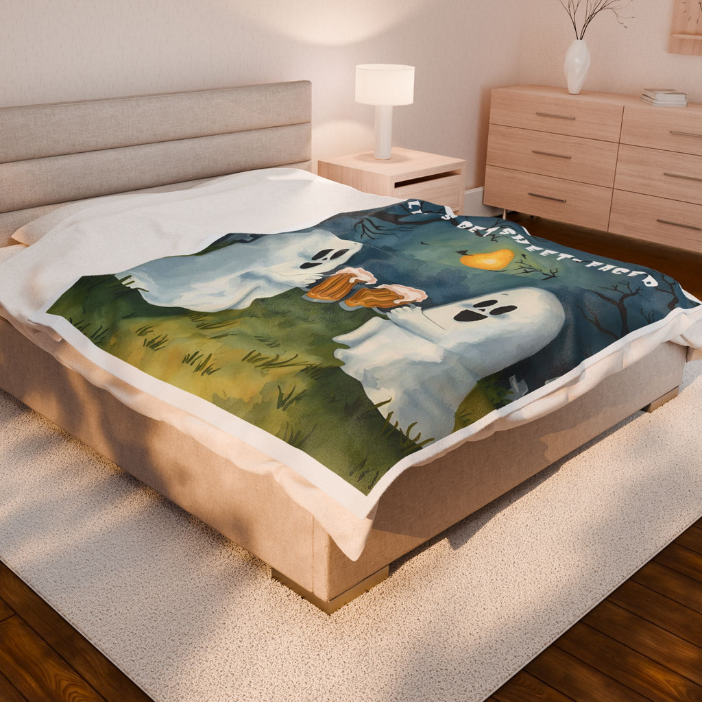 Cozy Halloween Ghost Blanket | Soft Velveteen Throw | Perfect Gift for Spooky Season, Halloween Decor, Cozy Nights, Fun Party