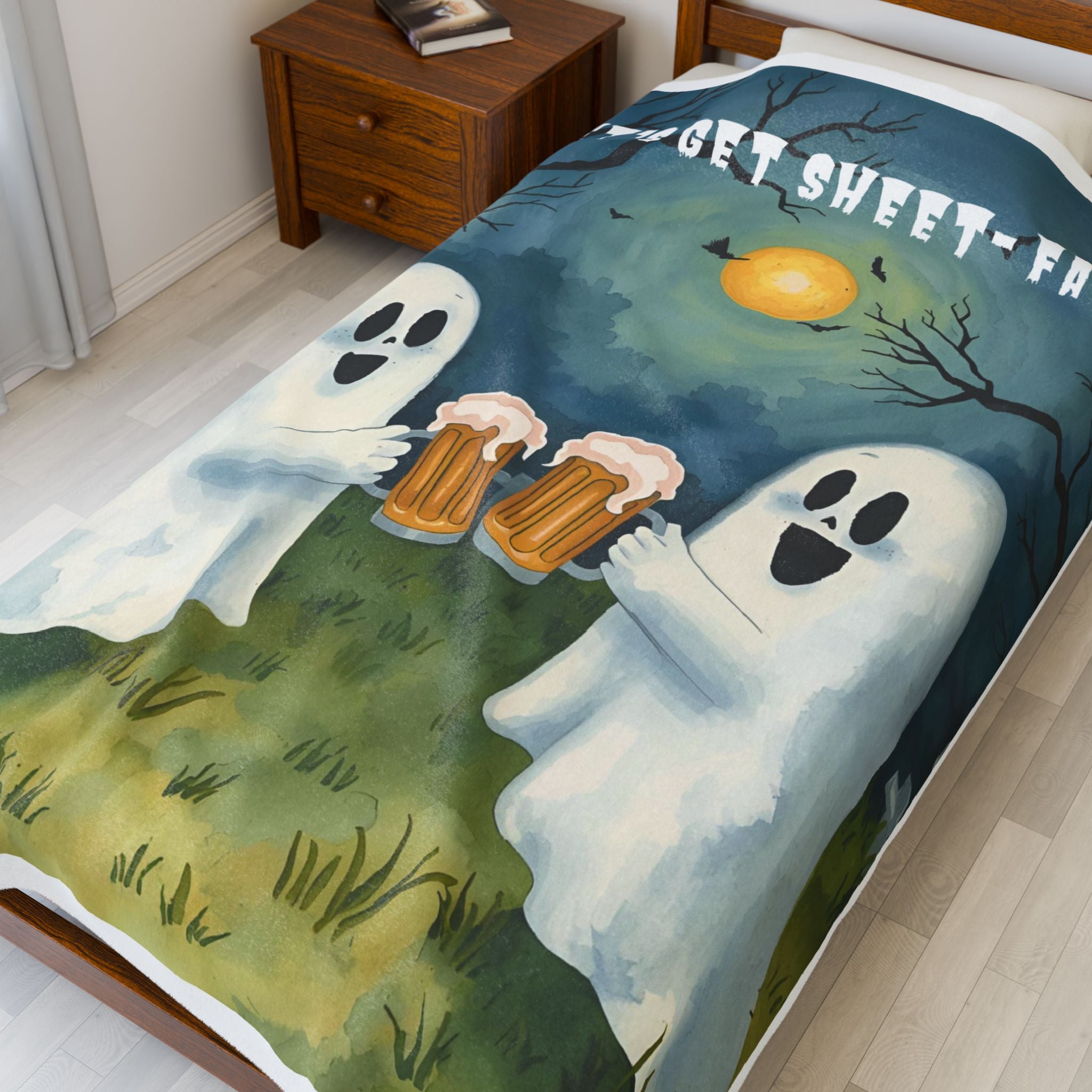 Cozy Halloween Ghost Blanket | Soft Velveteen Throw | Perfect Gift for Spooky Season, Halloween Decor, Cozy Nights, Fun Party
