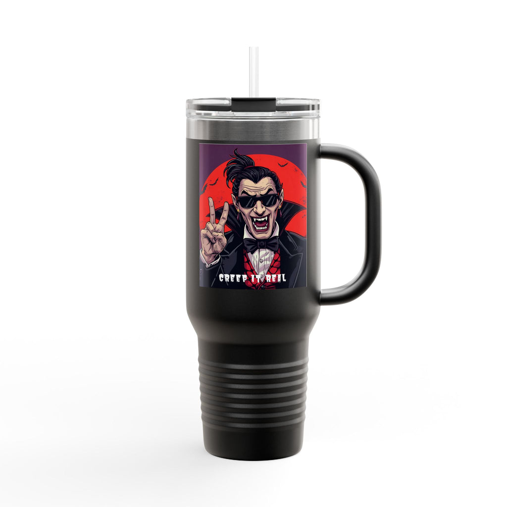 Vampire-Themed Insulated Travel Mug, 40oz - Spooky Coffee Cup, Halloween Gift, Horror Lover's Mug, Unique Drinkware, Fun Travel Tumbler