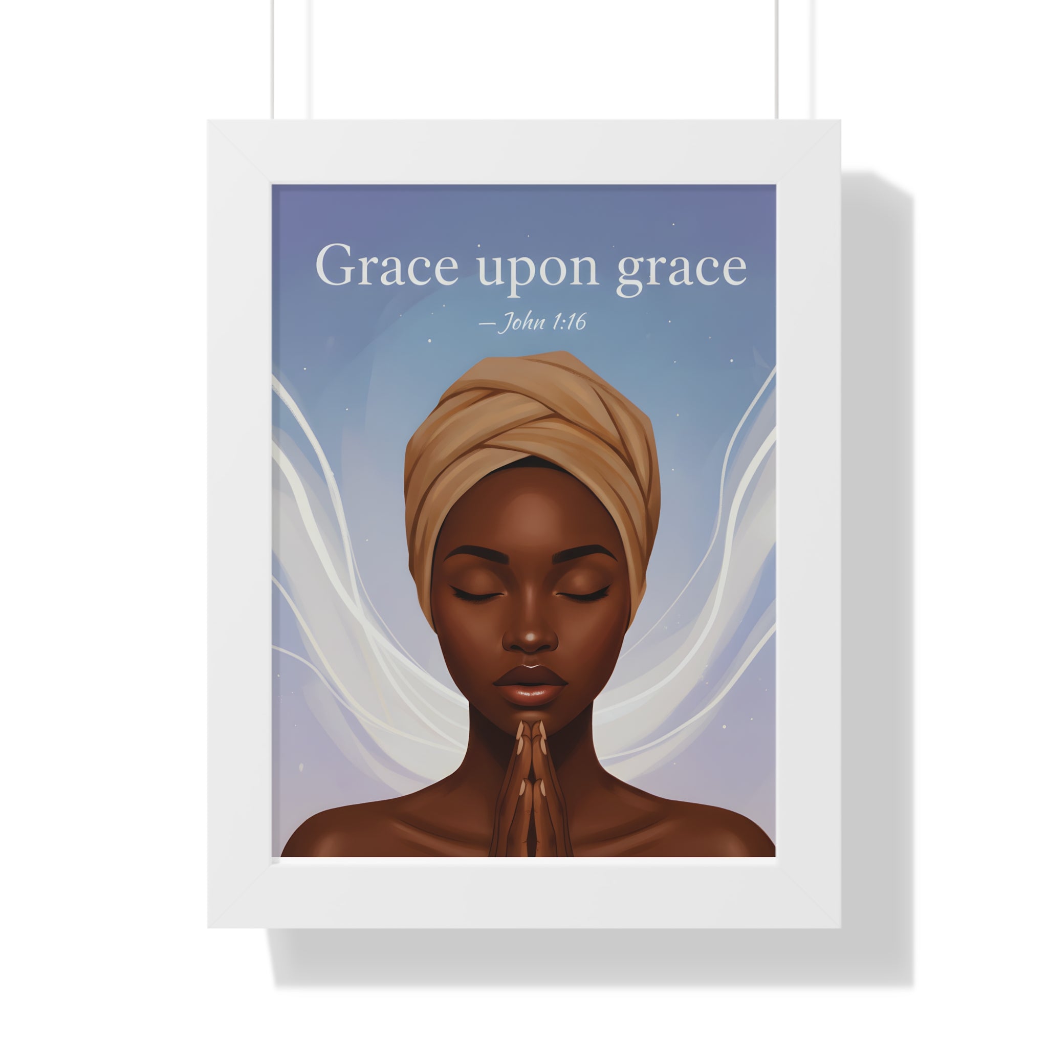 Inspirational Framed Poster, Grace upon Grace Art, Spiritual Wall Decor, Afrocentric Home Decoration, Motivational Gift