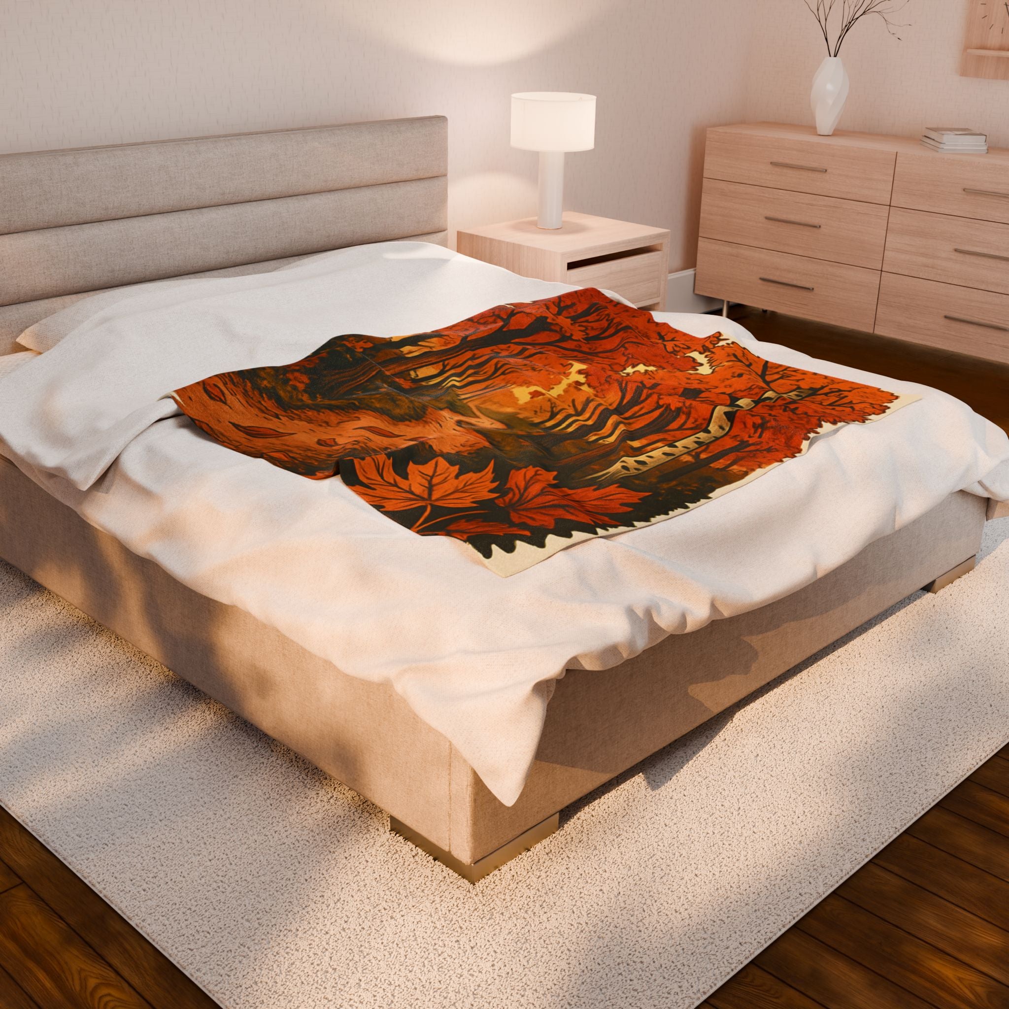 Cozy Autumn Velveteen Plush Blanket, Fall Decor, Warm Throw, Seasonal Gift, Snuggle Blanket, Home Comforts