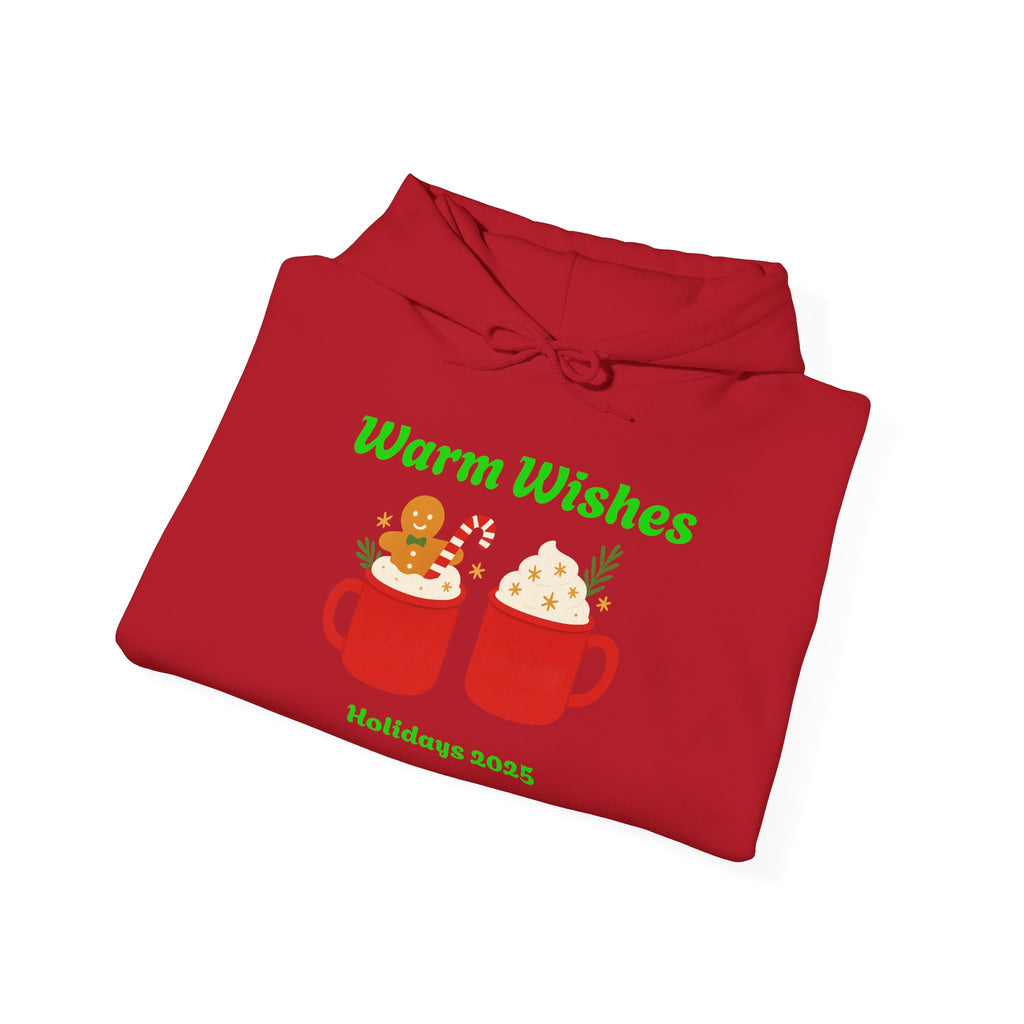 Warm Wishes Holiday Hoodie — Cute Hot Cocoa Mugs with Gingerbread (Holidays 2025)