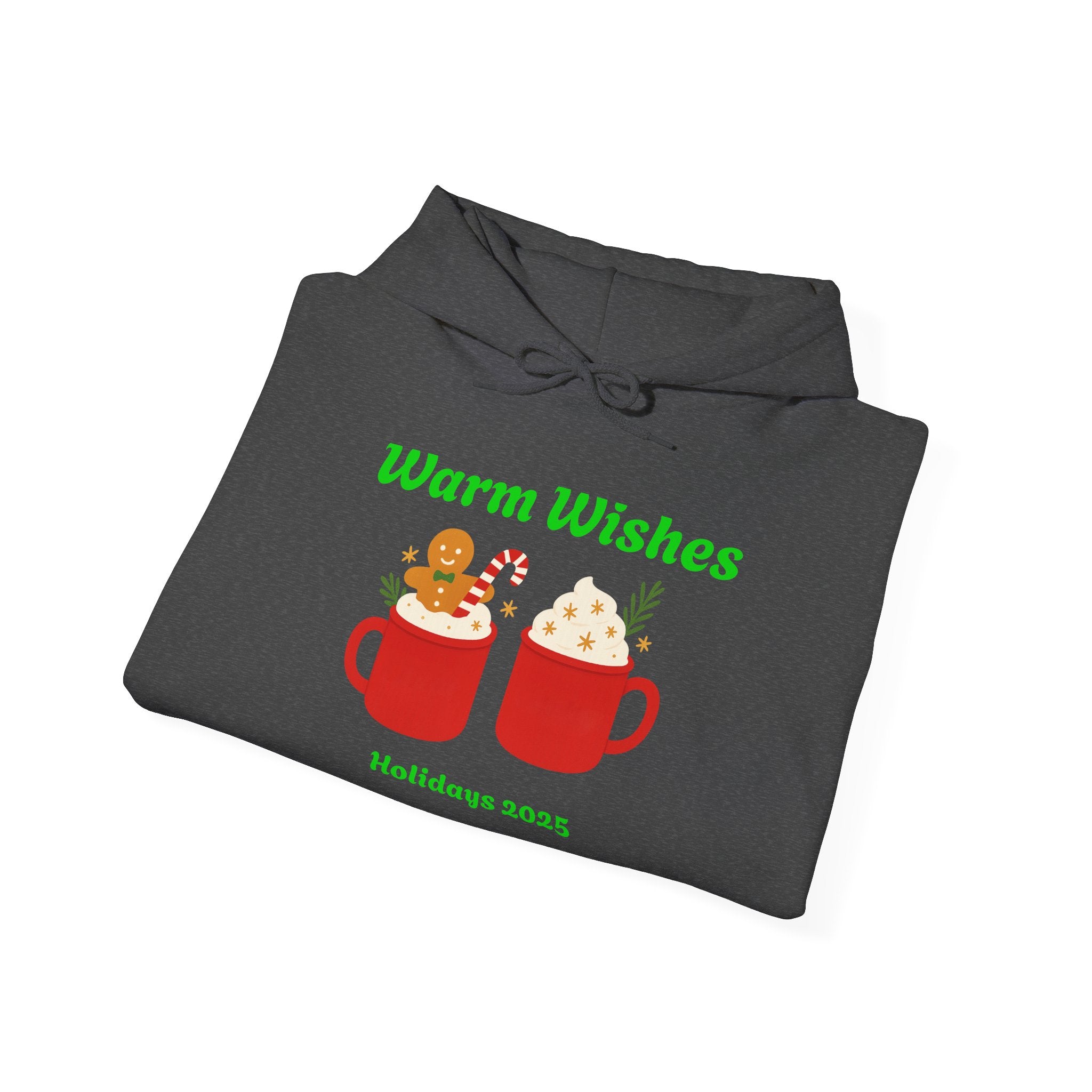 Warm Wishes Holiday Hoodie — Cute Hot Cocoa Mugs with Gingerbread (Holidays 2025)