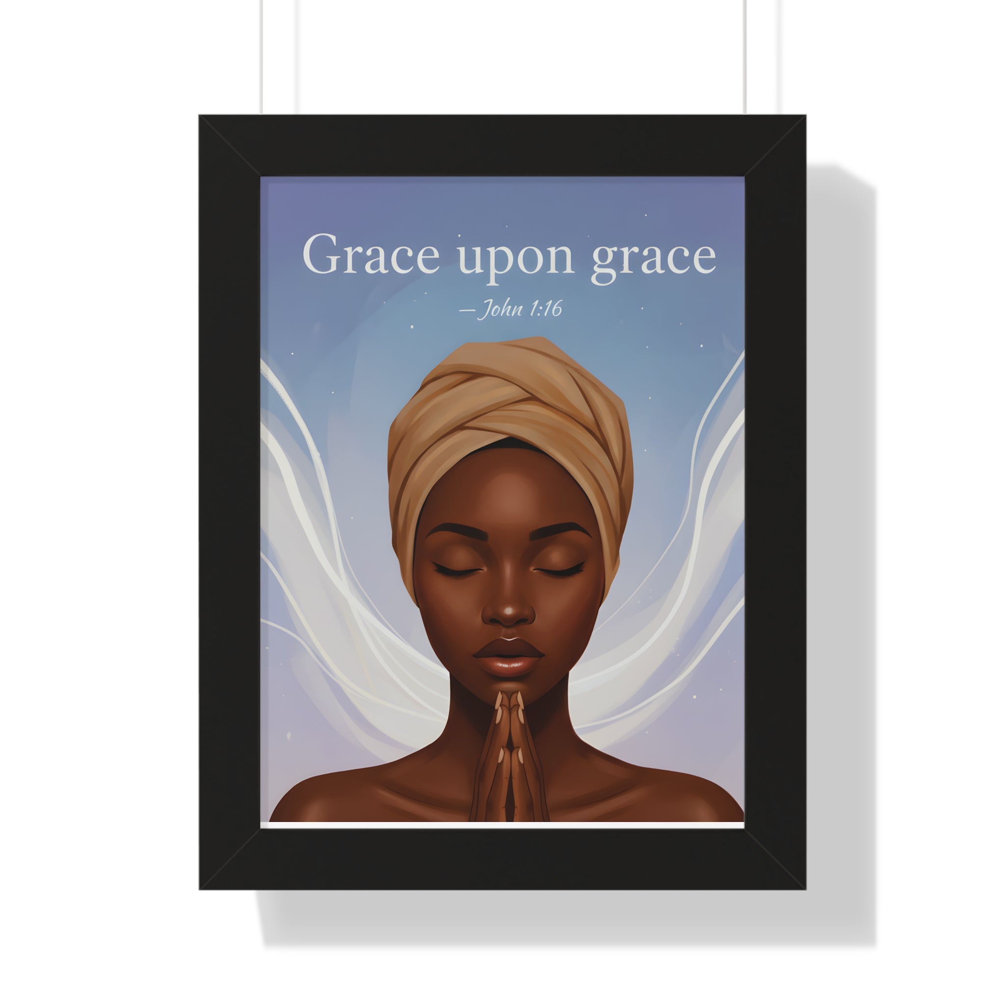 Inspirational Framed Poster, Grace upon Grace Art, Spiritual Wall Decor, Afrocentric Home Decoration, Motivational Gift