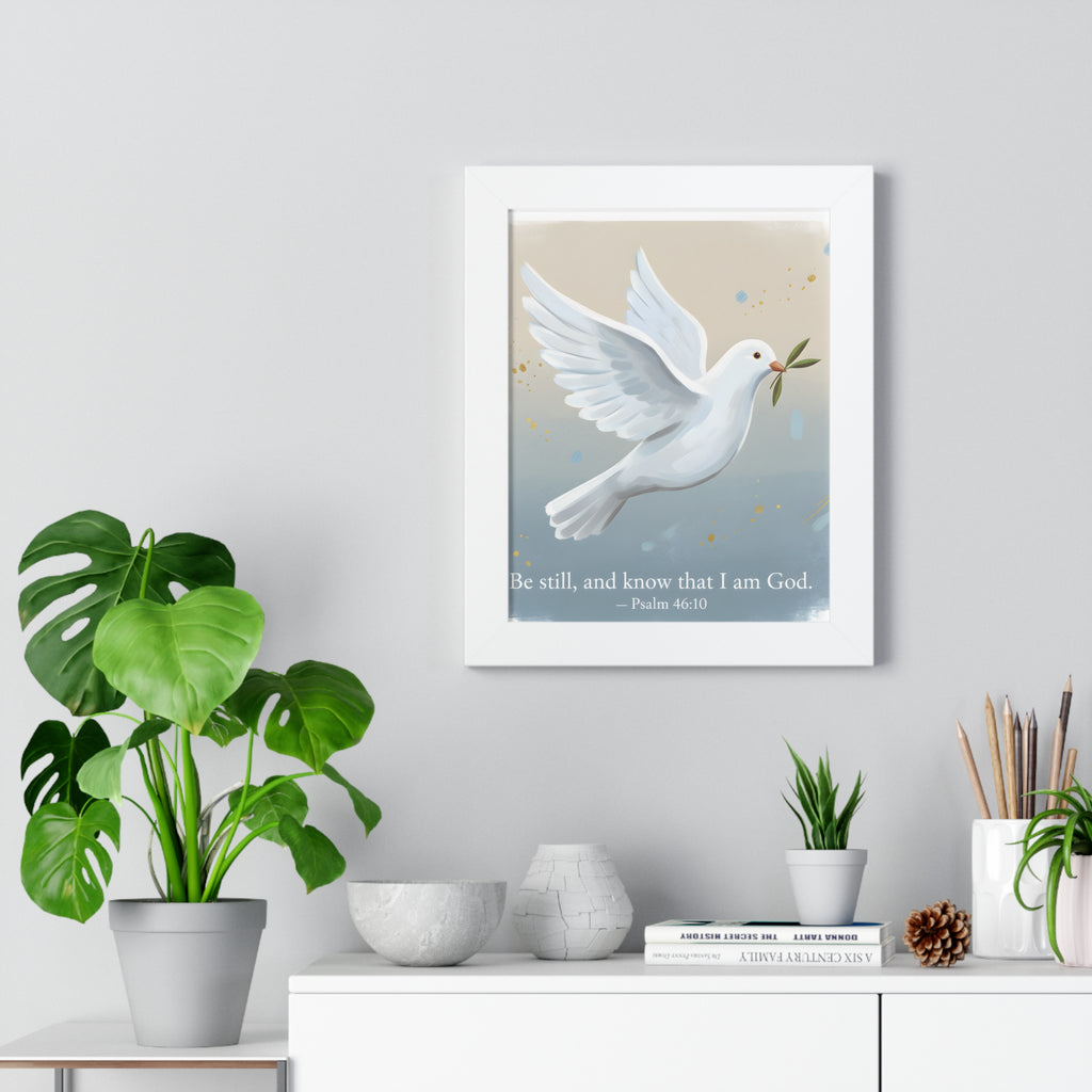Framed Inspirational Poster: Be Still and Know, Home Decor, Wall Art, Gift for Friends, Spiritual Decoration, Faith-Based Art