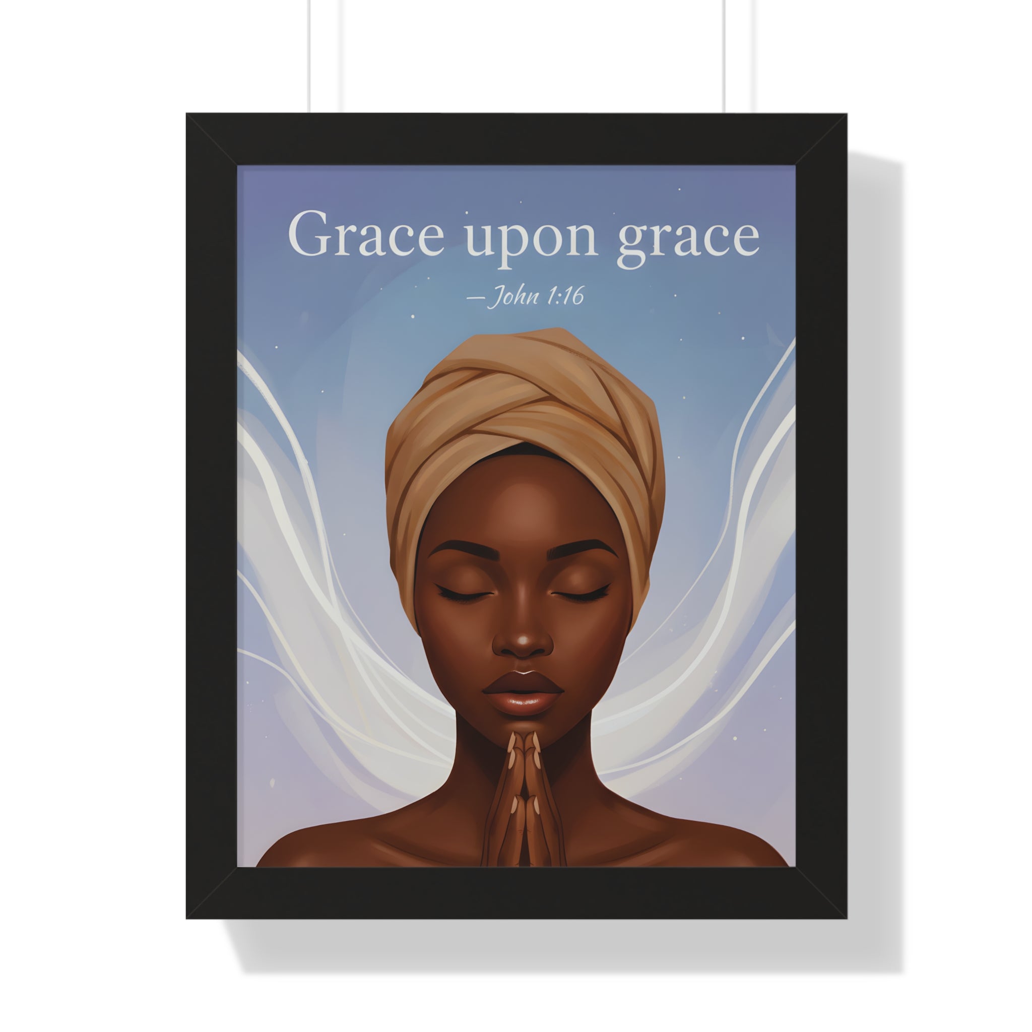 Inspirational Framed Poster, Grace upon Grace Art, Spiritual Wall Decor, Afrocentric Home Decoration, Motivational Gift