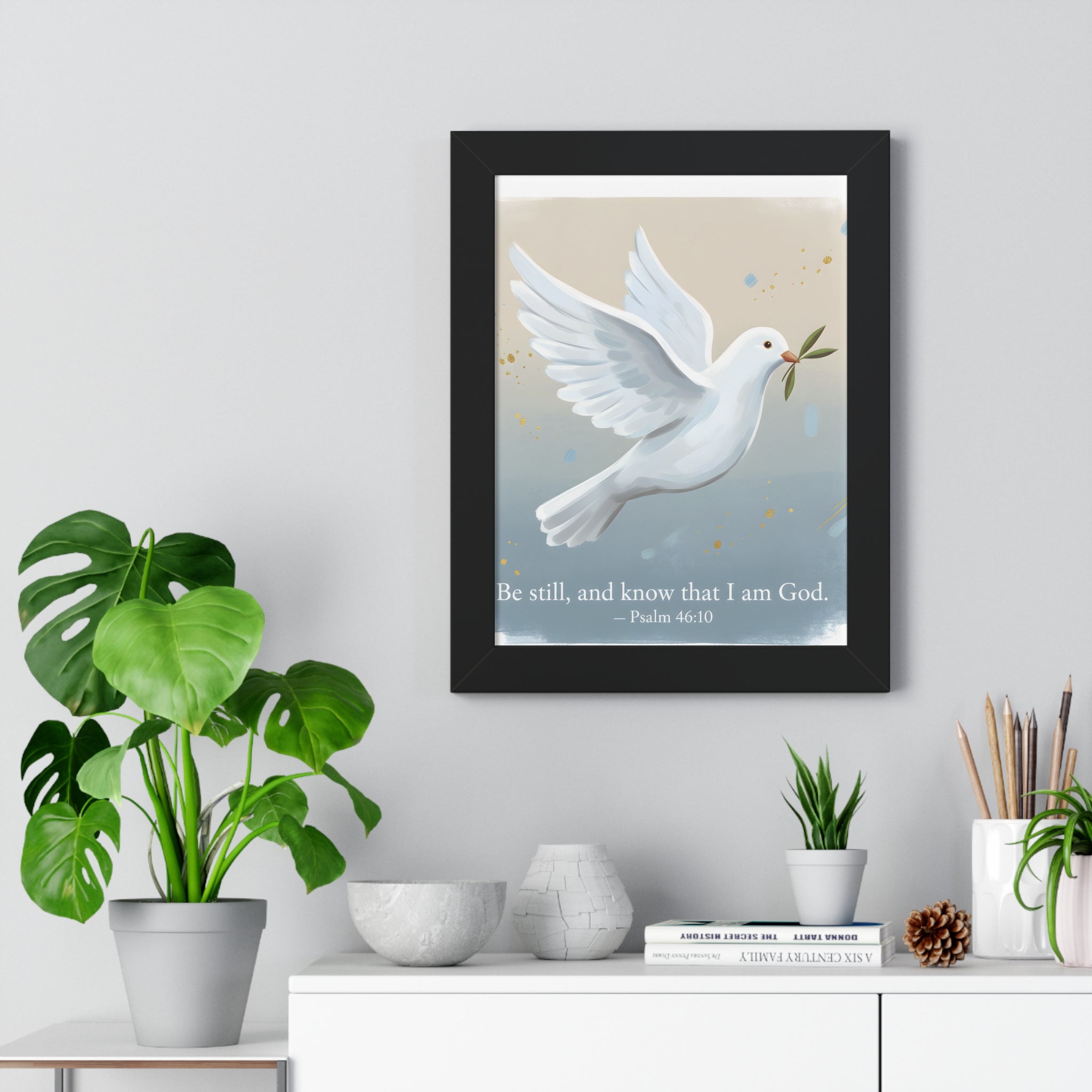 Framed Inspirational Poster: Be Still and Know, Home Decor, Wall Art, Gift for Friends, Spiritual Decoration, Faith-Based Art