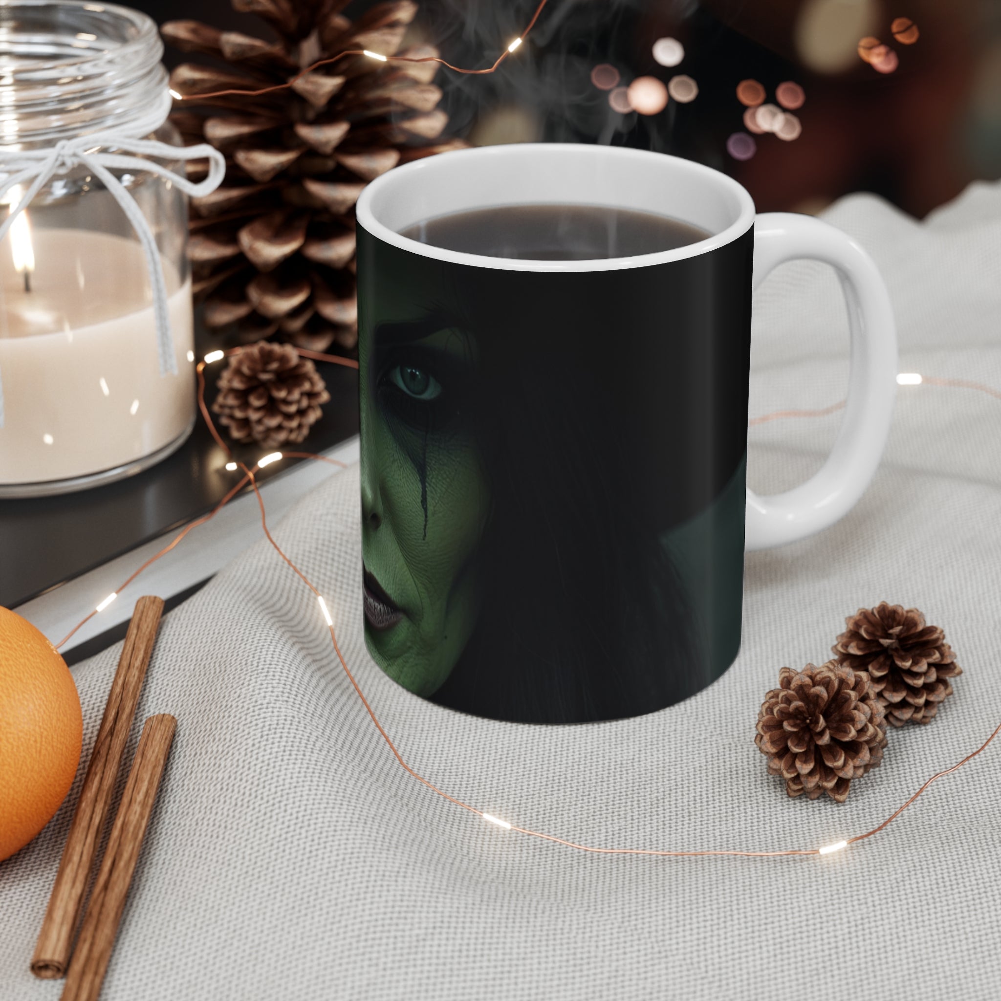Gothic Witch Mug, Spooky Coffee Cup, Halloween Decor, Dark Fantasy Gift, Unique Ceramic Mug