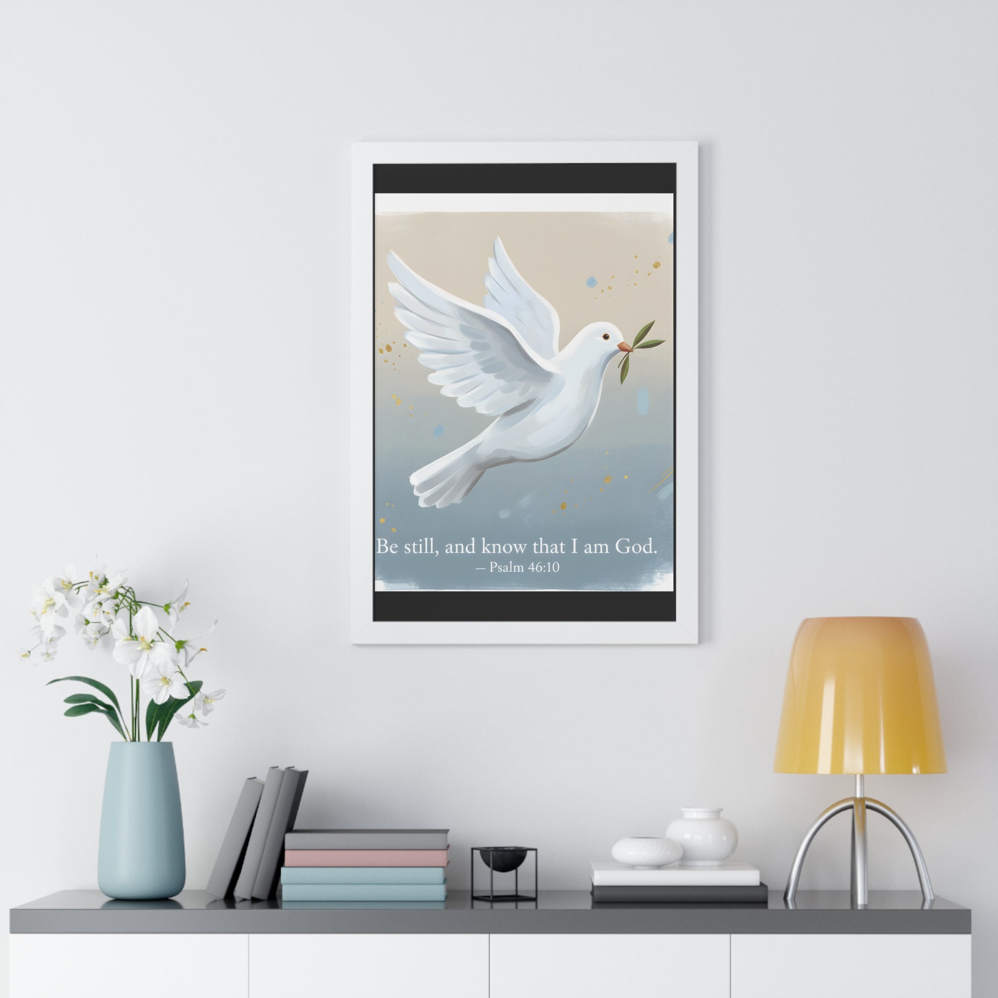 Framed Inspirational Poster: Be Still and Know, Home Decor, Wall Art, Gift for Friends, Spiritual Decoration, Faith-Based Art