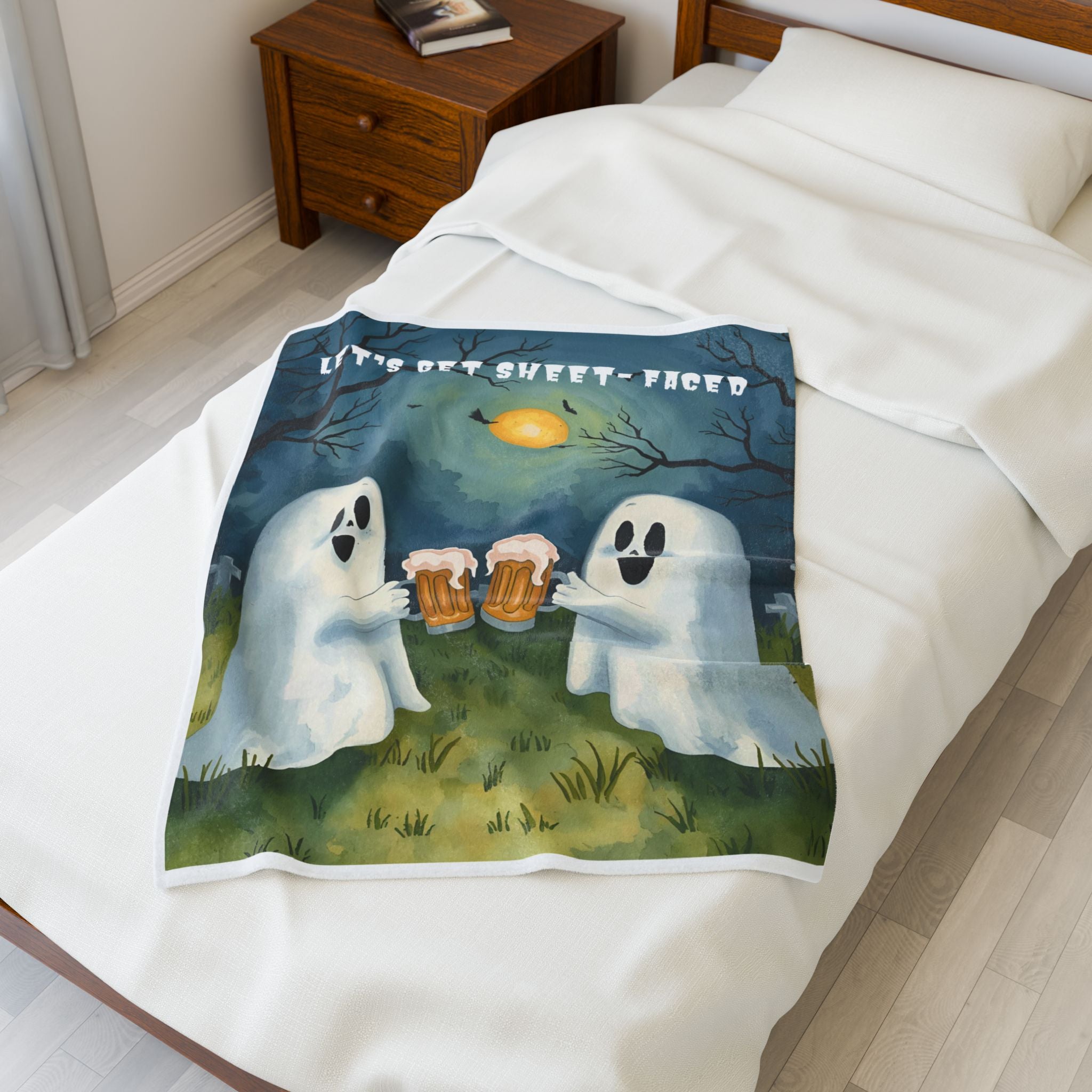 Cozy Halloween Ghost Blanket | Soft Velveteen Throw | Perfect Gift for Spooky Season, Halloween Decor, Cozy Nights, Fun Party