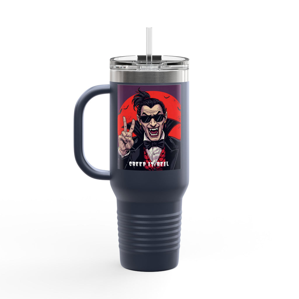 Vampire-Themed Insulated Travel Mug, 40oz - Spooky Coffee Cup, Halloween Gift, Horror Lover's Mug, Unique Drinkware, Fun Travel Tumbler
