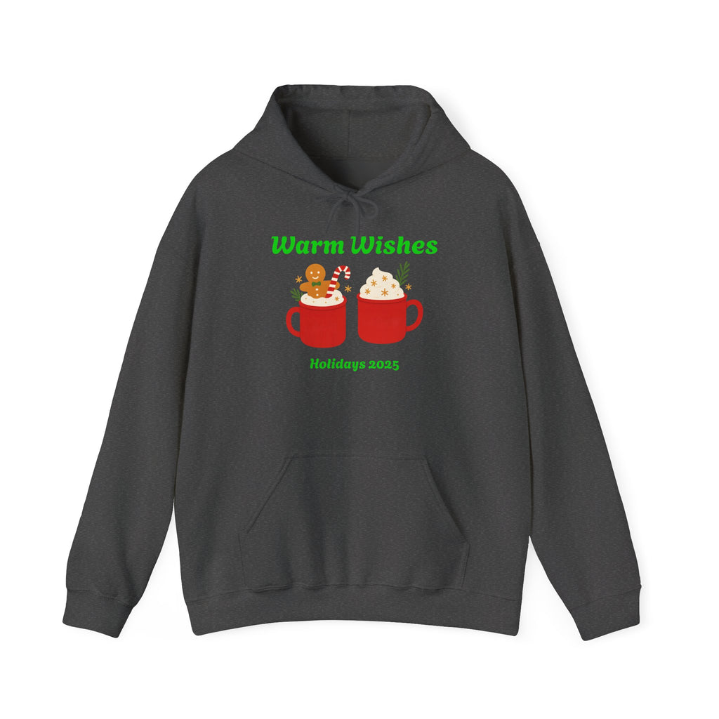 Warm Wishes Holiday Hoodie — Cute Hot Cocoa Mugs with Gingerbread (Holidays 2025)