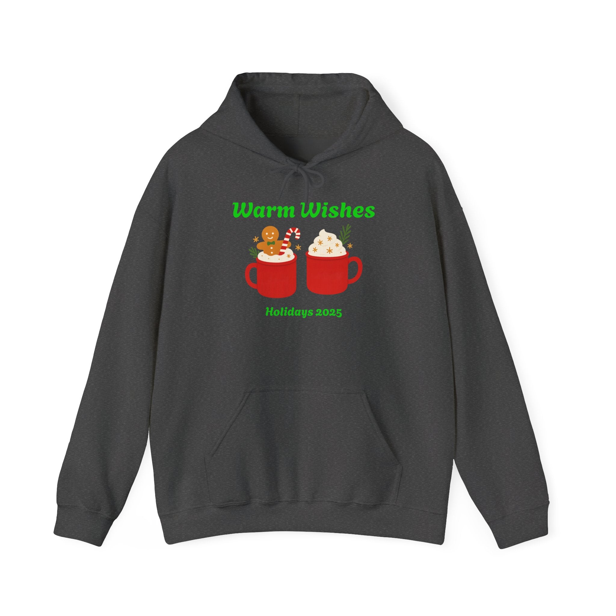 Warm Wishes Holiday Hoodie — Cute Hot Cocoa Mugs with Gingerbread (Holidays 2025)