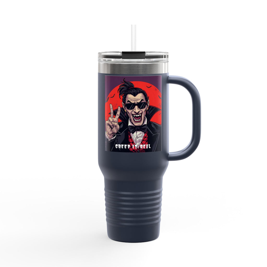Vampire-Themed Insulated Travel Mug, 40oz - Spooky Coffee Cup, Halloween Gift, Horror Lover's Mug, Unique Drinkware, Fun Travel Tumbler
