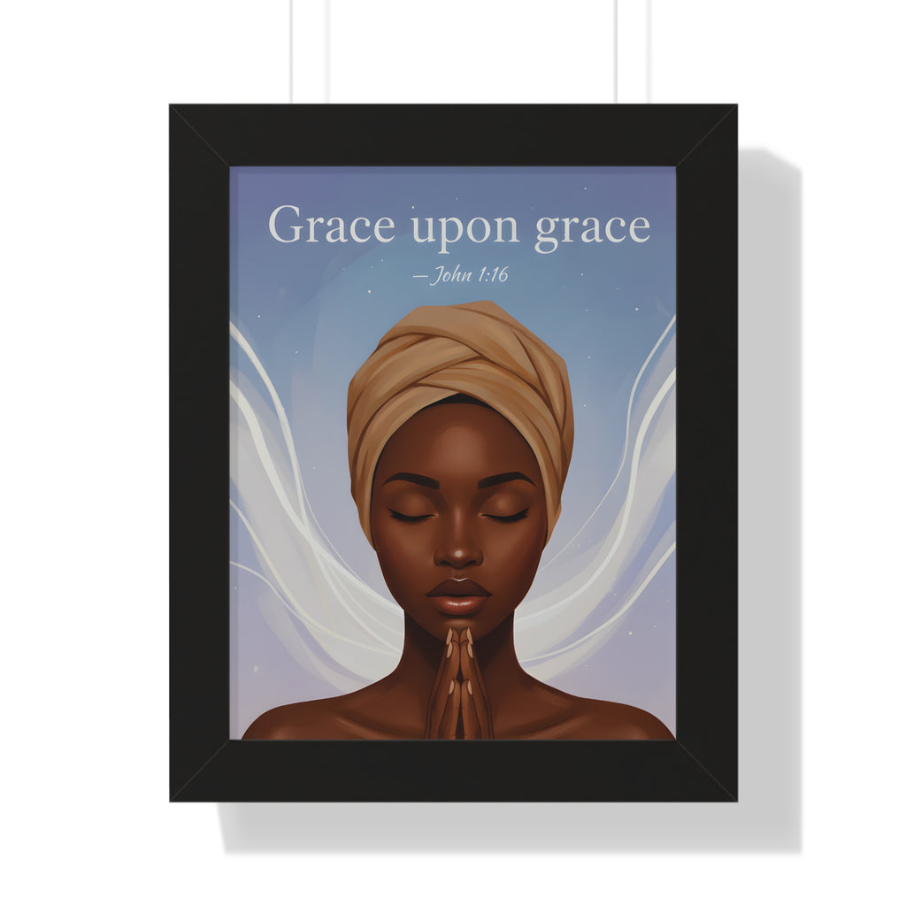 Inspirational Framed Poster, Grace upon Grace Art, Spiritual Wall Decor, Afrocentric Home Decoration, Motivational Gift