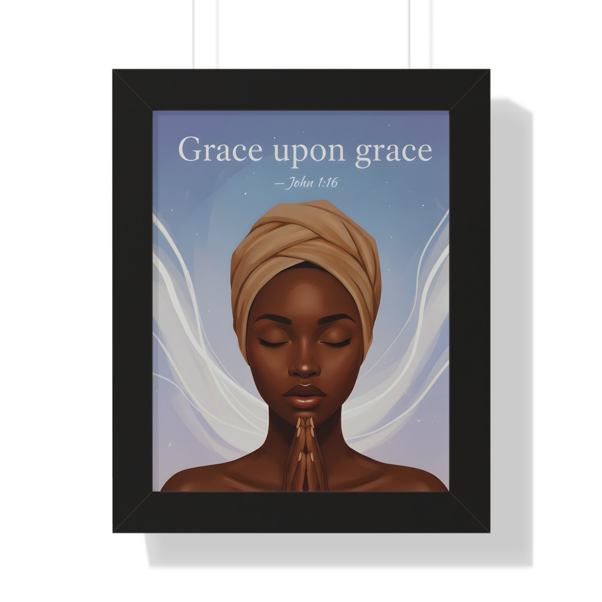 Inspirational Framed Poster, Grace upon Grace Art, Spiritual Wall Decor, Afrocentric Home Decoration, Motivational Gift