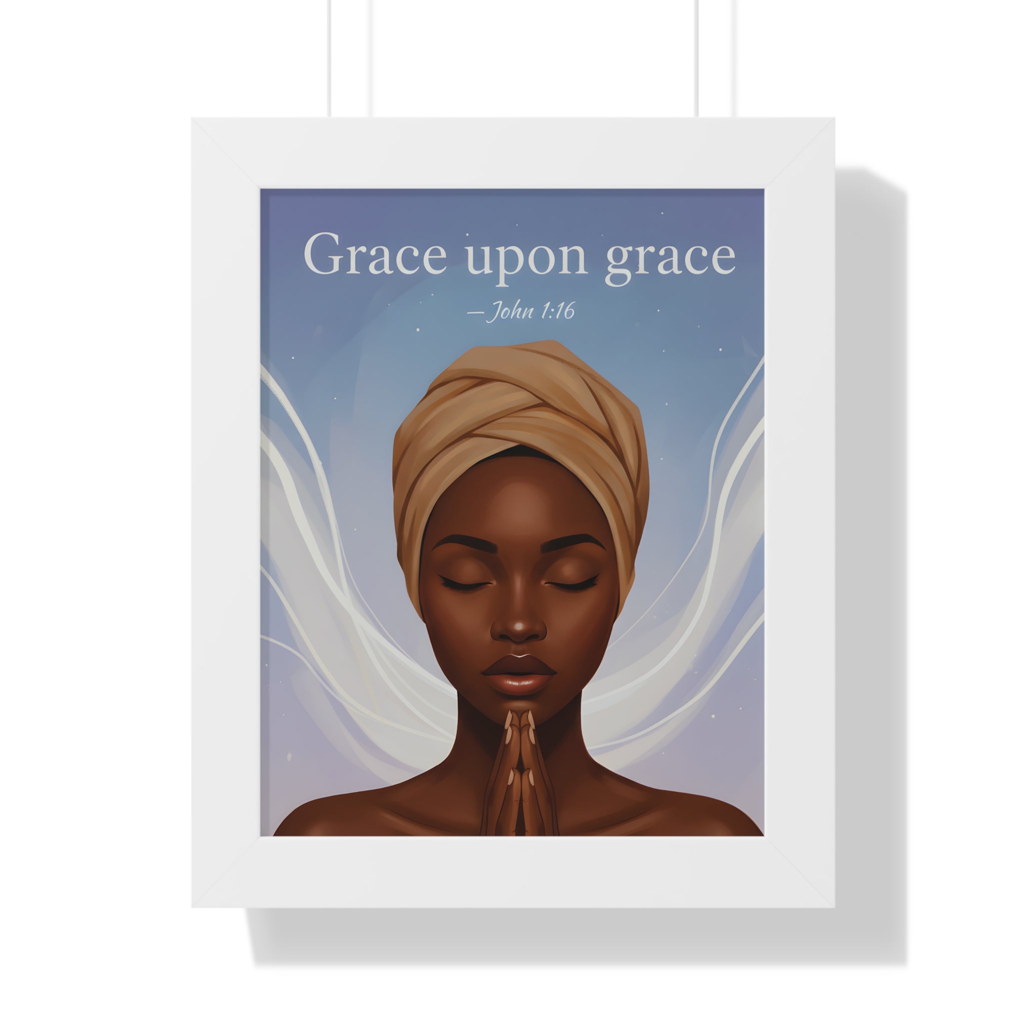 Inspirational Framed Poster, Grace upon Grace Art, Spiritual Wall Decor, Afrocentric Home Decoration, Motivational Gift