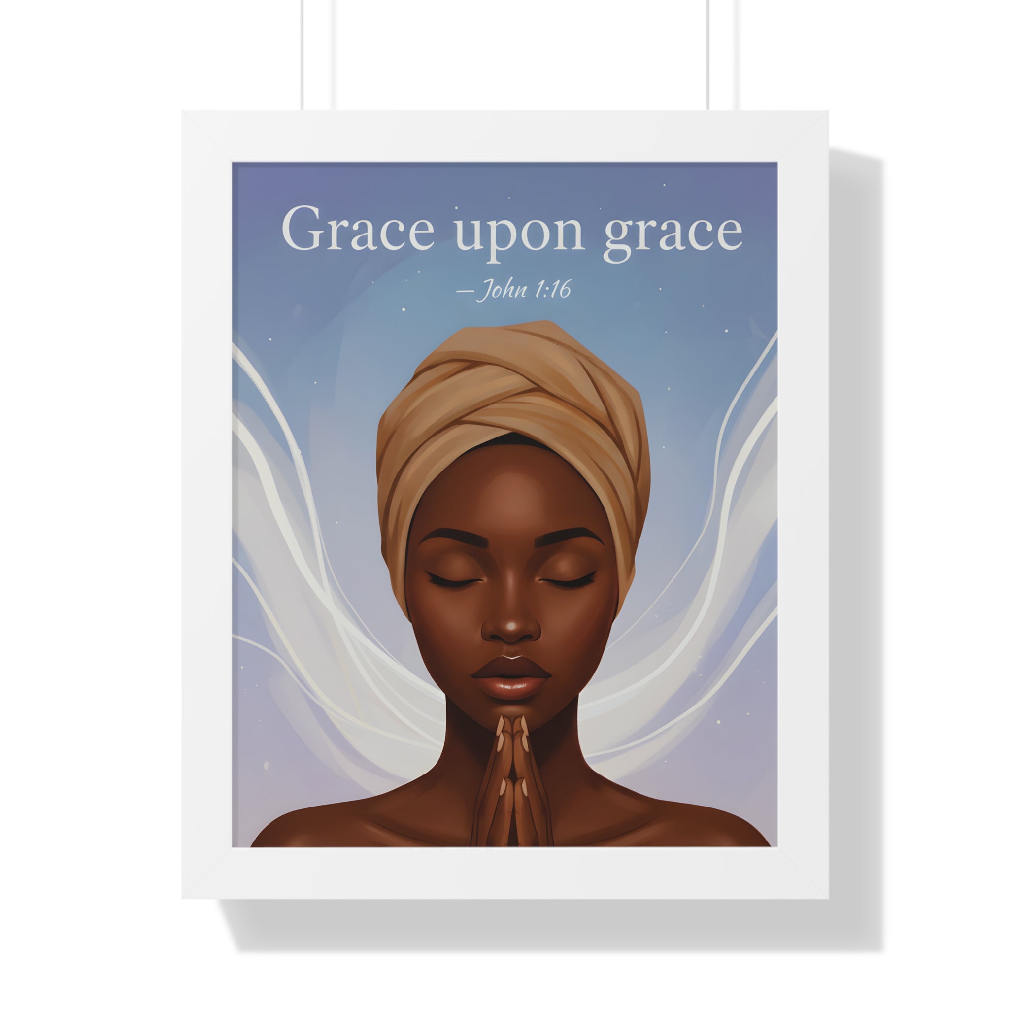 Inspirational Framed Poster, Grace upon Grace Art, Spiritual Wall Decor, Afrocentric Home Decoration, Motivational Gift
