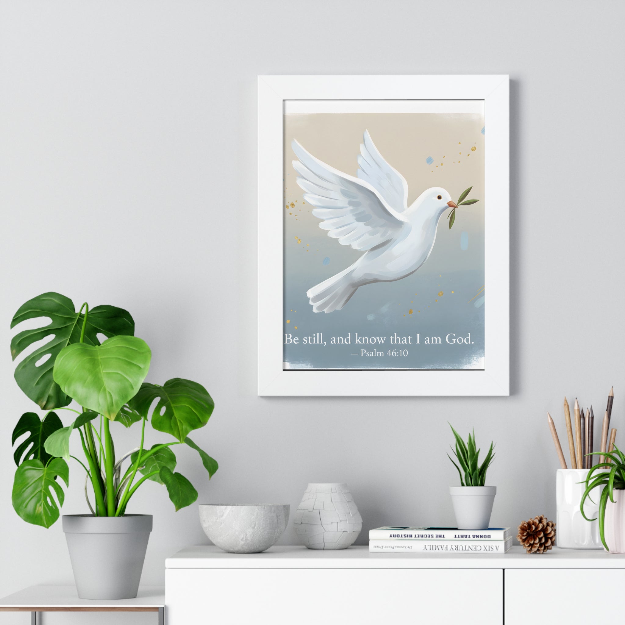 Framed Inspirational Poster: Be Still and Know, Home Decor, Wall Art, Gift for Friends, Spiritual Decoration, Faith-Based Art
