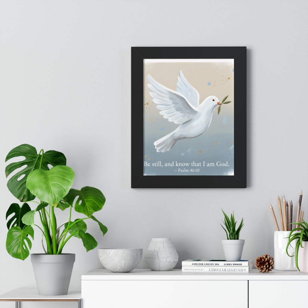 Framed Inspirational Poster: Be Still and Know, Home Decor, Wall Art, Gift for Friends, Spiritual Decoration, Faith-Based Art