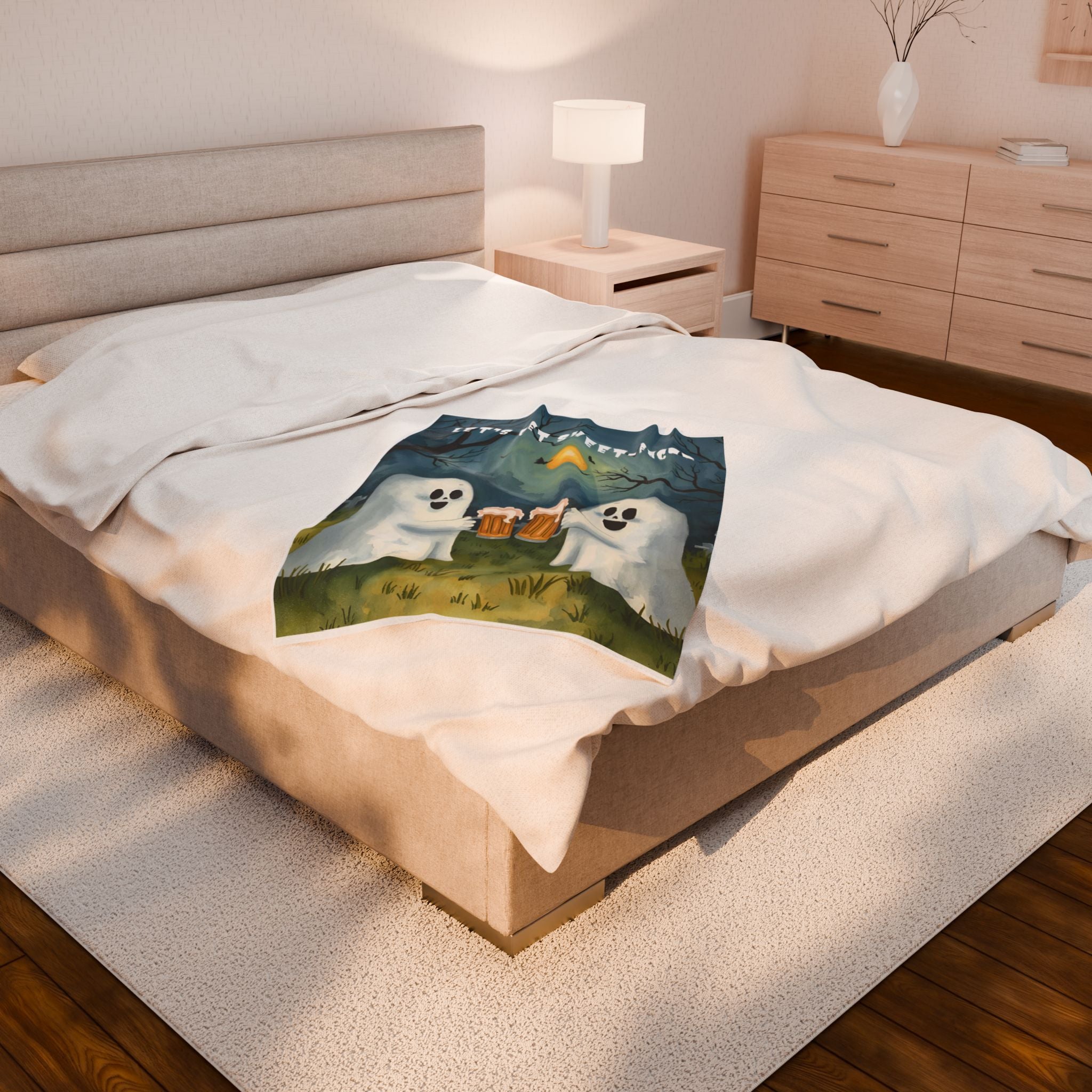 Cozy Halloween Ghost Blanket | Soft Velveteen Throw | Perfect Gift for Spooky Season, Halloween Decor, Cozy Nights, Fun Party