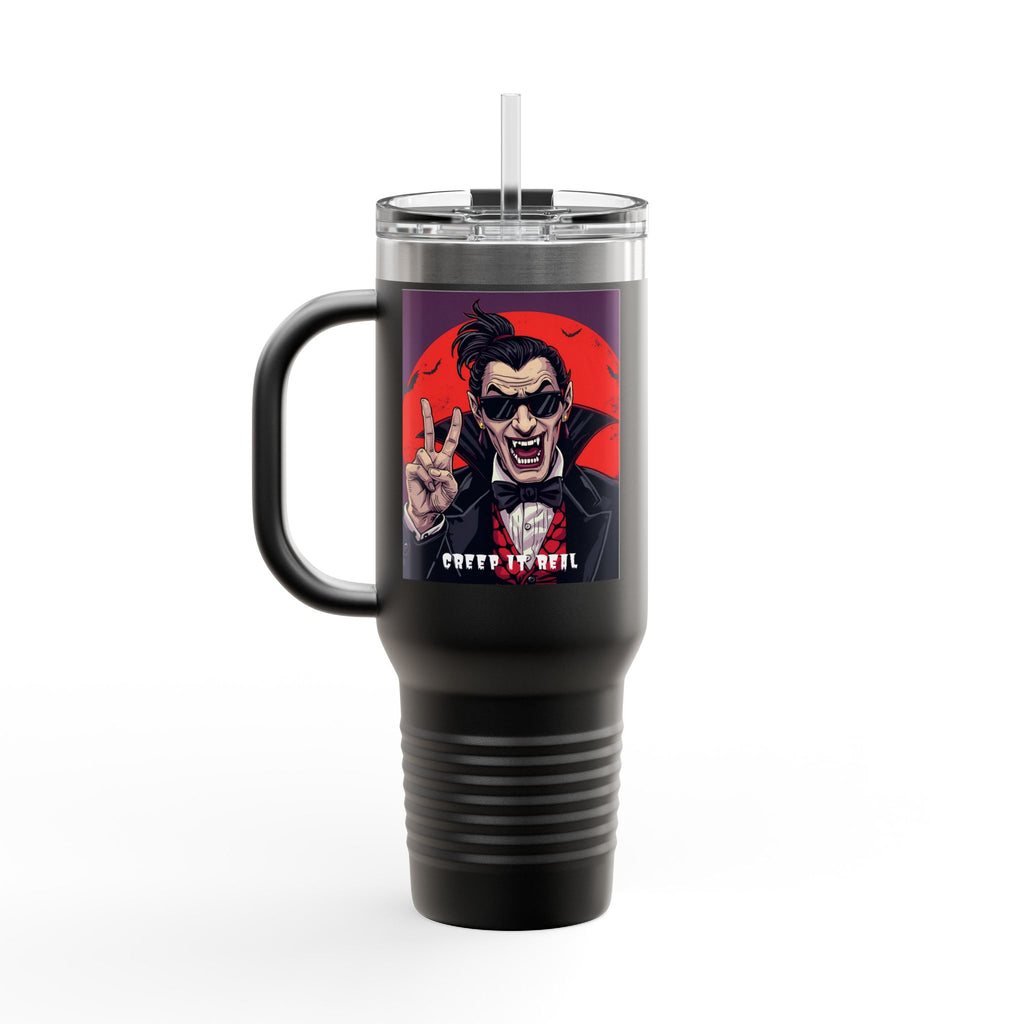 Vampire-Themed Insulated Travel Mug, 40oz - Spooky Coffee Cup, Halloween Gift, Horror Lover's Mug, Unique Drinkware, Fun Travel Tumbler