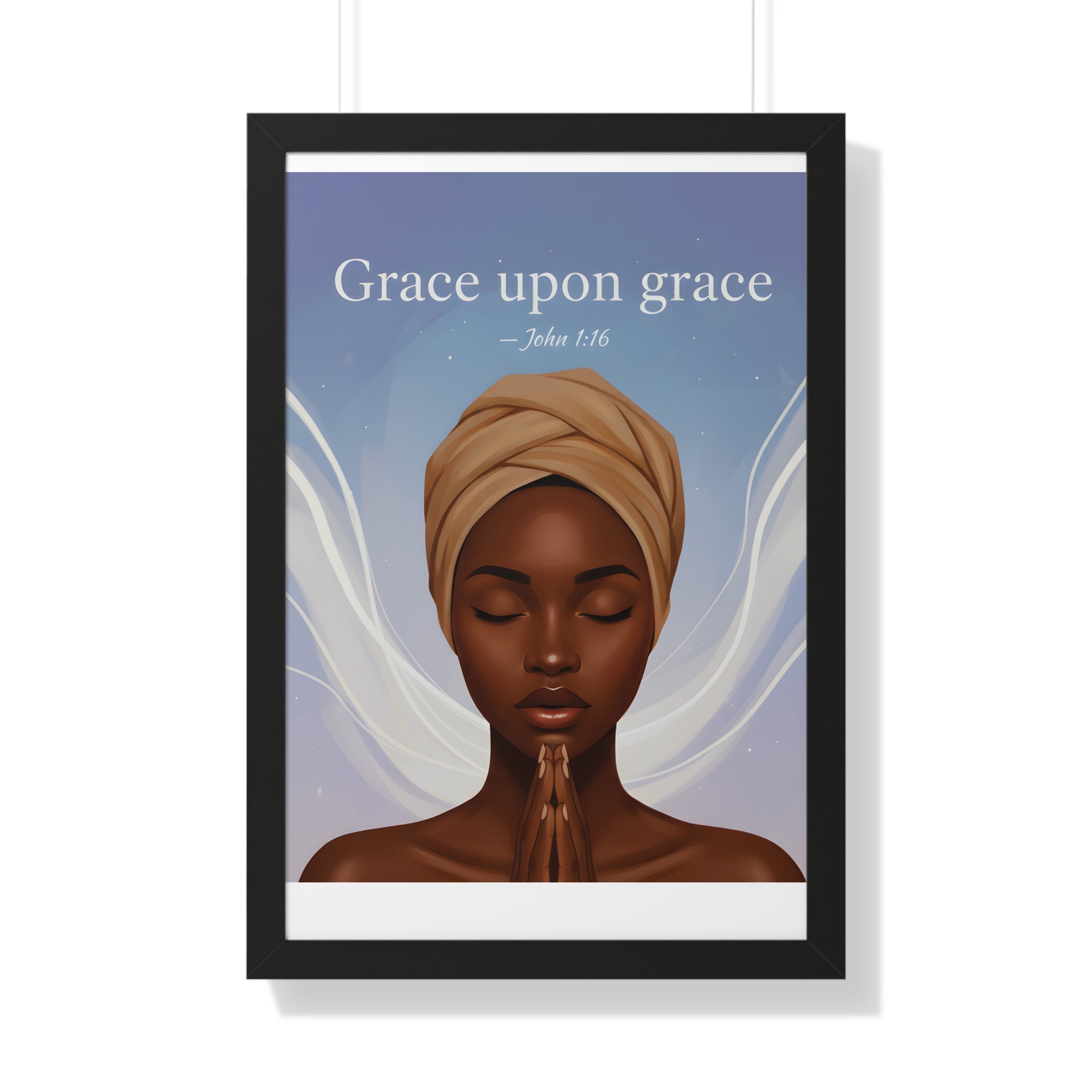 Inspirational Framed Poster, Grace upon Grace Art, Spiritual Wall Decor, Afrocentric Home Decoration, Motivational Gift
